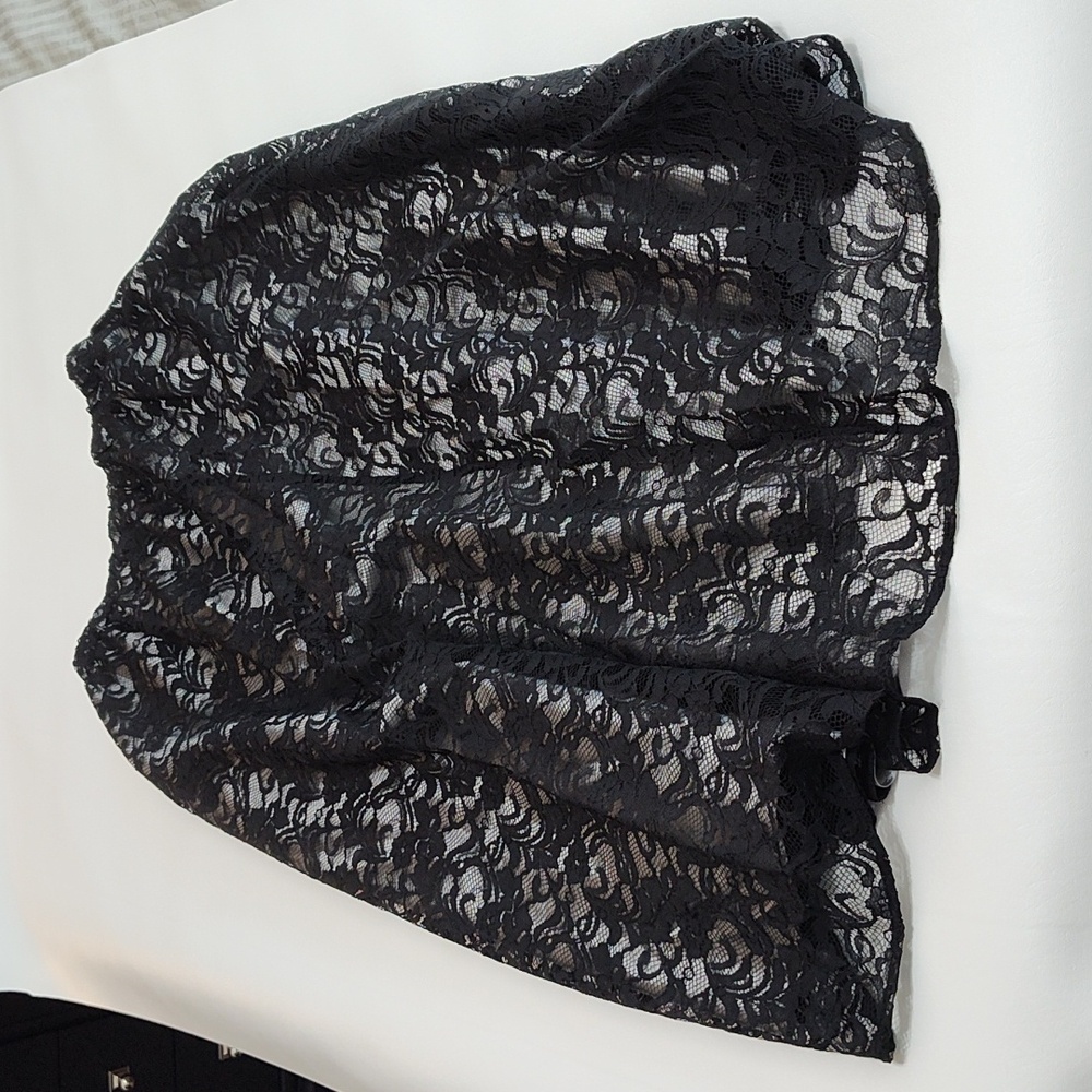 Coldwater Creek Maxi Skirt Size M Whimsigoth Goth Formal Black Lace Halloween - Picture 7 of 12